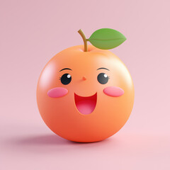 3d illustration happy peach fruit on solid studio background