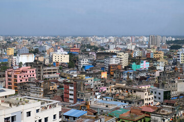 Fototapeta na wymiar A beautiful sunny view of chittagong city. Top view of chittagong city,bangladesh. 