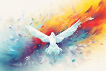 Abstract Painting Art Style of a White Dove. Symbolizes the Holy Spirit and Peace