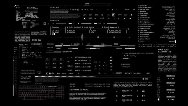 UI HUD data text technological infographic elements.HUD 2GFX Technology Sci Fi 2D texture.User Interface data display. AI .