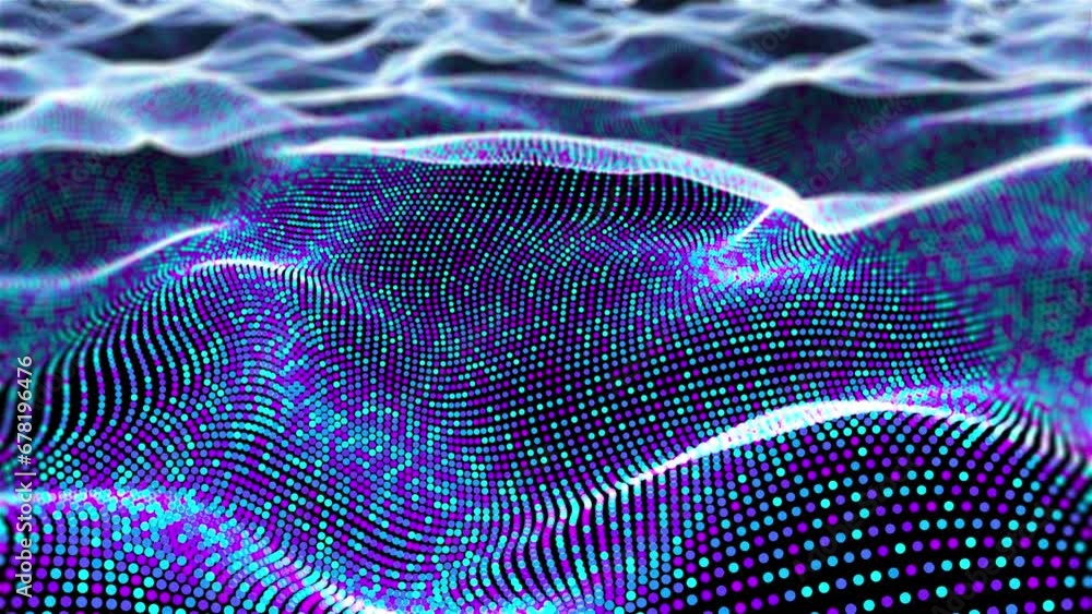 Poster abstract particle waves. computer generated 3d render