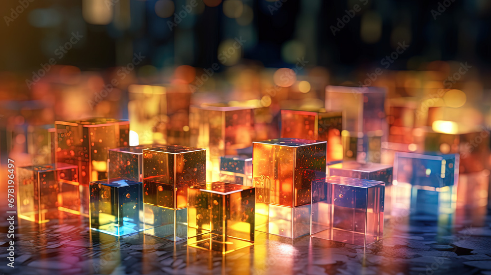 Poster Abstract background with structure of cubes. Colorful cubes texture for technology backdrop.