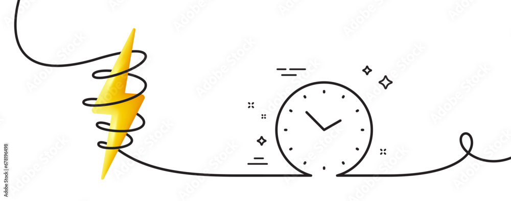 Poster time management line icon. continuous one line with curl. clock sign. watch symbol. time single outl