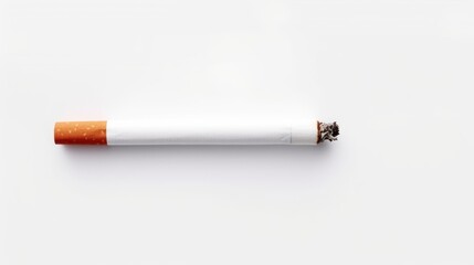 Cigarette placed on a white background