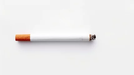 Zelfklevend Fotobehang Cigarette placed on a white background © EmmaStock