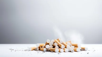 Fototapeten Cigarette placed on a white background © EmmaStock