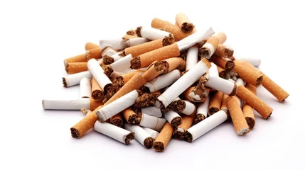 Foto op Plexiglas Cigarette placed on a white background © EmmaStock