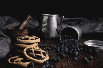 blueberry and pie, mirtilli e crostate - obrazy, fototapety, plakaty