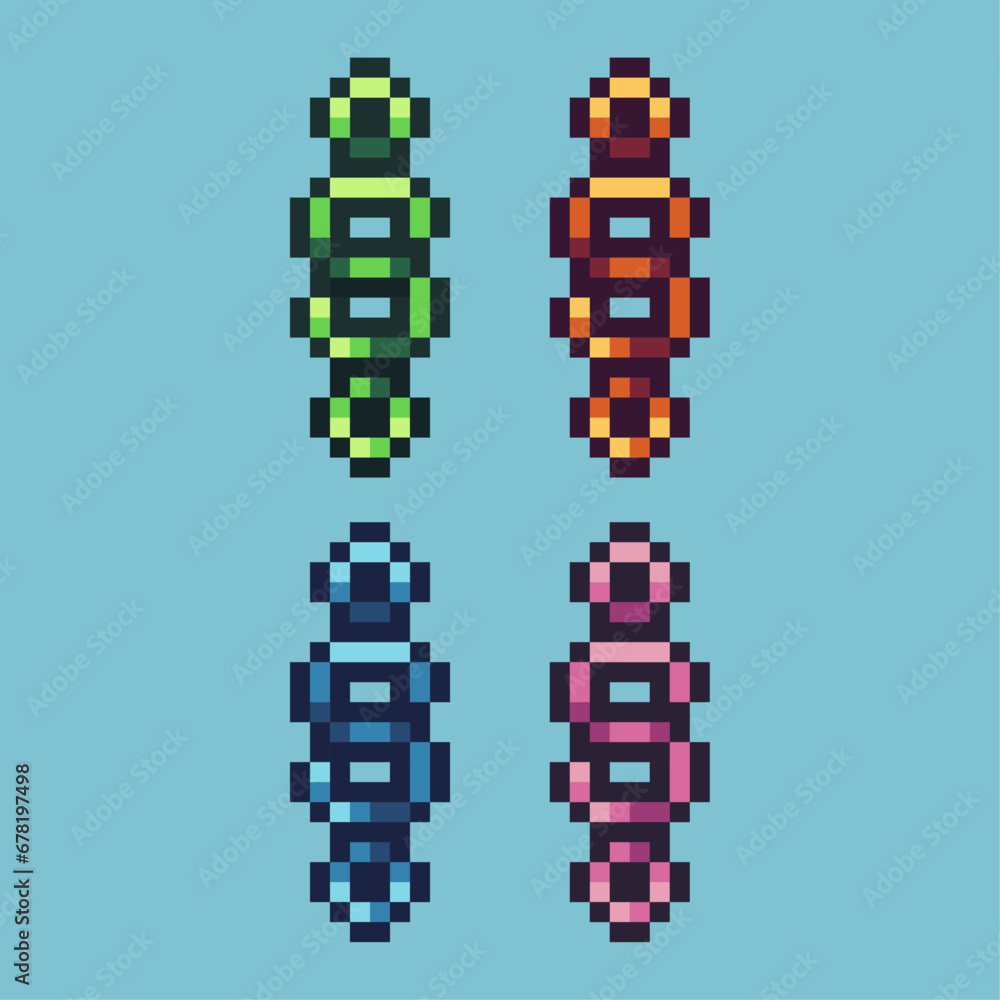 Aufkleber pixel art sets of dollar sign with variation color item asset.dollar sign business on pixelated styl