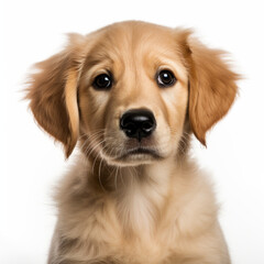 portrait of a puppy golden retriever isolated on white background