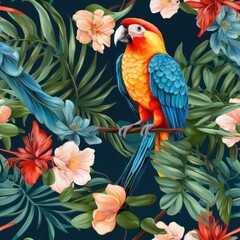 Obraz premium exotic parrot seamless pattern