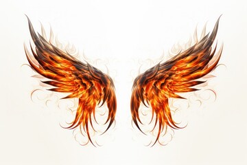 fire wings isolated on white background - obrazy, fototapety, plakaty