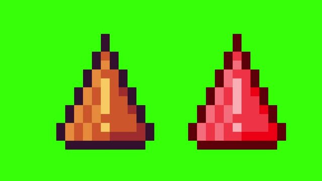 Green scren of pixel warning sign , Triangle warning sign slowly appeared bits. Simple animation from pixel dots form sets of Warn sign. Usefull for game asset or design asset animate.