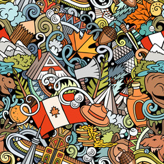 Cartoon doodles Canada seamless pattern