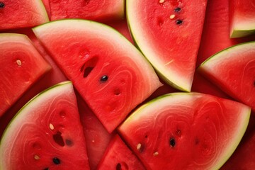 macro and close up of juicy and fresh sliced watermelon