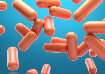 3D Skin and Vitamin illustration isolated on blue background. AI Generative