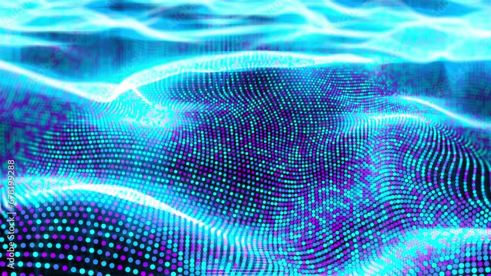 Aufkleber abstract particle waves. computer generated 3d render