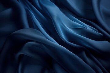 Obraz premium navy blue fabric blowing in the wind on black background