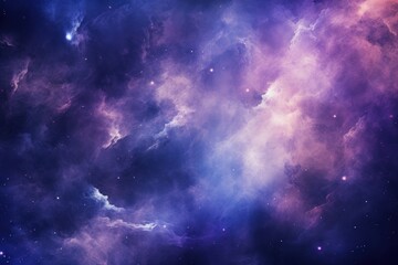 Nebula Galaxy Background With Purple Blue Outer Space. Cosmos Clouds And Beautiful Universe Night...