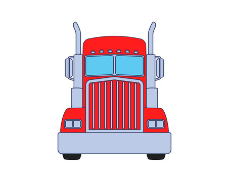 recommend clip art: Semi Truck. Vector Lorry. Freight transportation. Flat vector illustration. American truck. Semi Truck. Dump truck trailer cab. Front view.