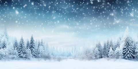 Poster Serene Winter Wonderland  Blurred Frosty Blue Background et al, Generative AI © Oleksii