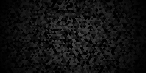 Modern abstract seamless geometric dark black pattern background with lines Geometric print composed of triangles. Black triangle tiles pattern mosaic background. Abstract pattern gray Polygon Mosaic.