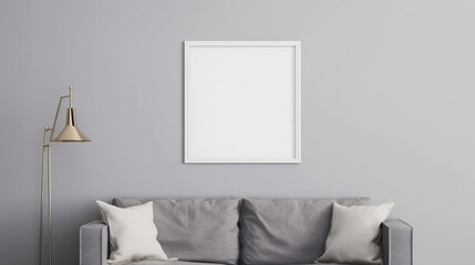 Mock up poster frame in modern interior background, living room, minimalistic style. generative ai