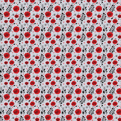 Vector Pattern in white background_Rose nd leafs Pattern