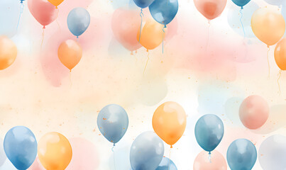 Balloons tileable watercolor hand drawn seamless pattern