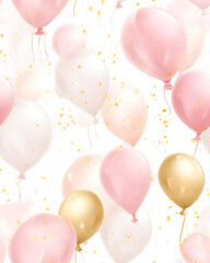 Balloons tileable watercolor hand drawn seamless pattern