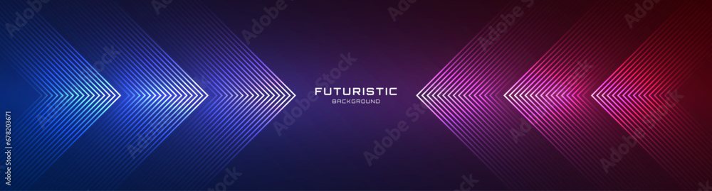 Poster 3d blue red techno abstract background overlap layer on dark space with glowing lines shape decorati