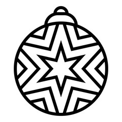 Christmas ball icon. black line art vector isolated on white background. winter decoration design, christmas tree and new year.