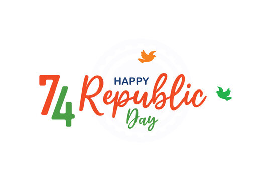 Happy republic day India wishing, greeting banner or poster with white background design vector illustration