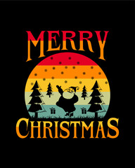 Merry Christmas Vintage Retro Best Tshirt Design- Gift Card Design For You