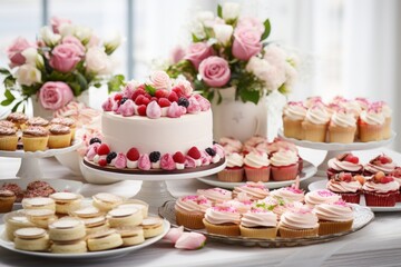 Obraz na płótnie Canvas Delightful spread of treats on a beautifully arranged brunch table