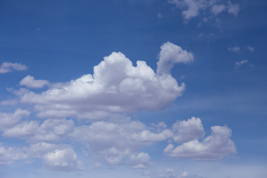 White cloud in the shape of a duck floating in blue sky during a beautiful day
