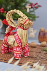 Christmas, straw goat - traditional Scandinavian decoration, symbol of fertility.