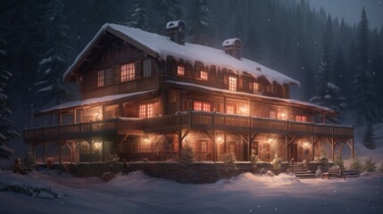 The warmth of a ski lodge AI generated illustration