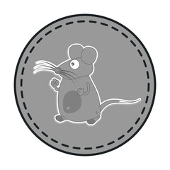 Mouse with large moustache in grey panel on white background - vector