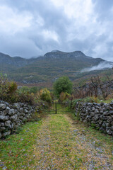 Fototapeta na wymiar blue sky over valley among albania theth national park and mountains