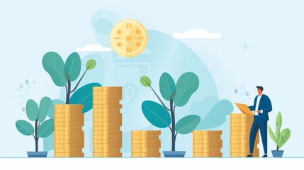 Business strategy planning ,Setting success goals ,Finance and investment currency fund management.Ai Generated