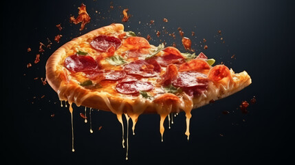 Delicious pizza slices with cheese.Ai Generated
