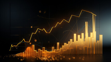 Gold price graph board with the price rising high has a finger pointing .Ai Generated