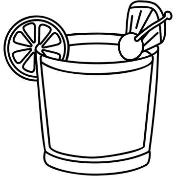 cocktail glass with fruit garnish outline clip art preview