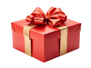 Obraz premium Elegant Gift Box with a Red Ribbon Bow, isolated on a transparent or white background
