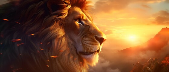 Twilight Guardian: Lion's Majestic Vigil Over the Kingdom