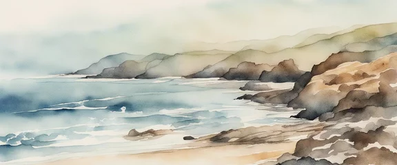 Fotobehang watercolour ocean landscape © Crimz0n
