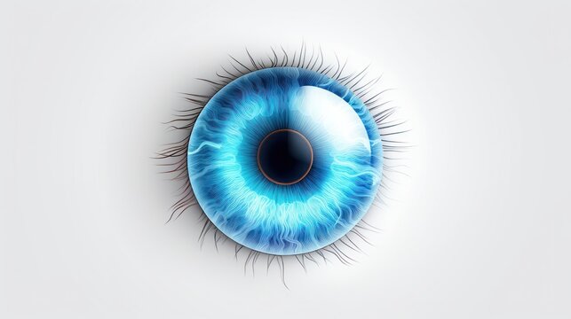 Detailed close-up of a realistic human blue eye – a new, high-quality, universally colorful and joyful stock image illustration for wallpaper design.
