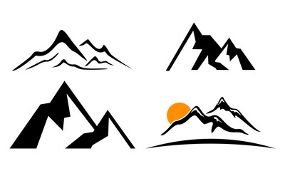 logo set mountain adventure vector icon