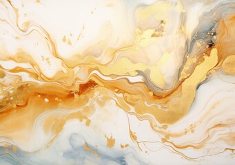 Liquid abstract marble painting background print with rose gold glitter splatter texture